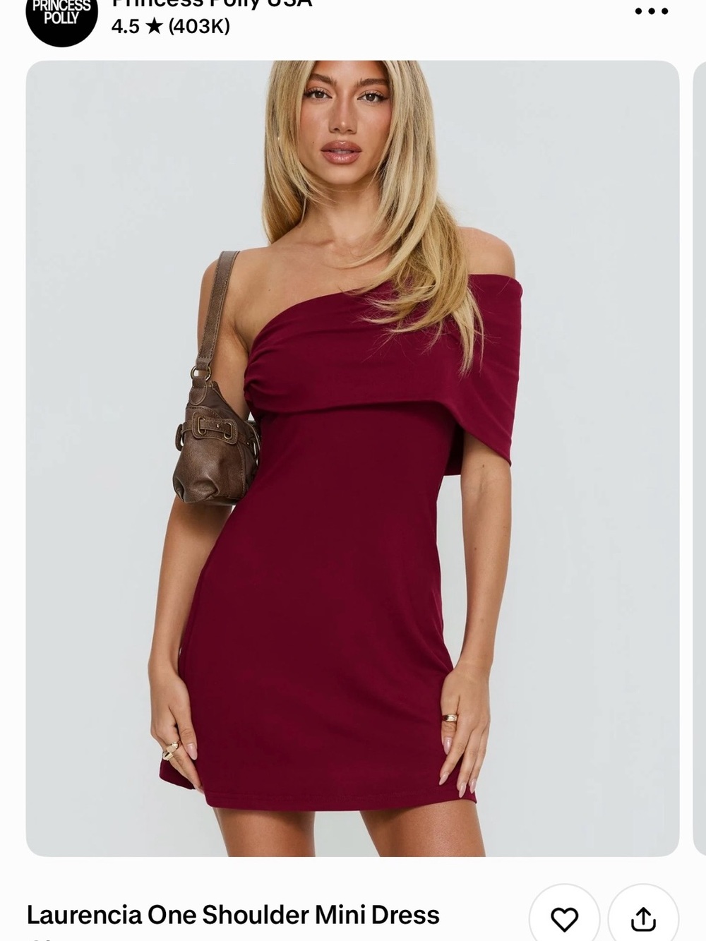 Princess Polly Laurencia One Shoulder Mini Dress in Cherry